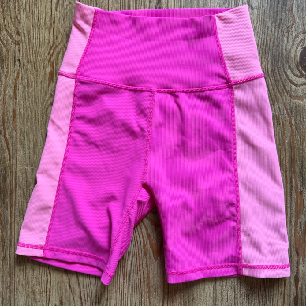 High-Rise Pink Colorblock Bike Shorts